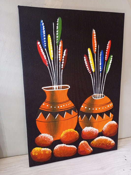 Handmade Canvas Wall Art | Festive Christmas Decor | Unique Gift for Holidays | Modern Boho Home Accent | Ready-to-Hang Painting
