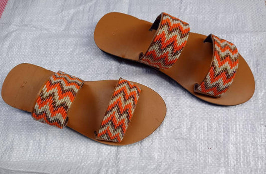 Handmade African Beaded Sandals/Authentic Maasai-Style Leather Flip-Flops Women/Boho Beach Sandals/Comfortable Summer Sandal African Gifts