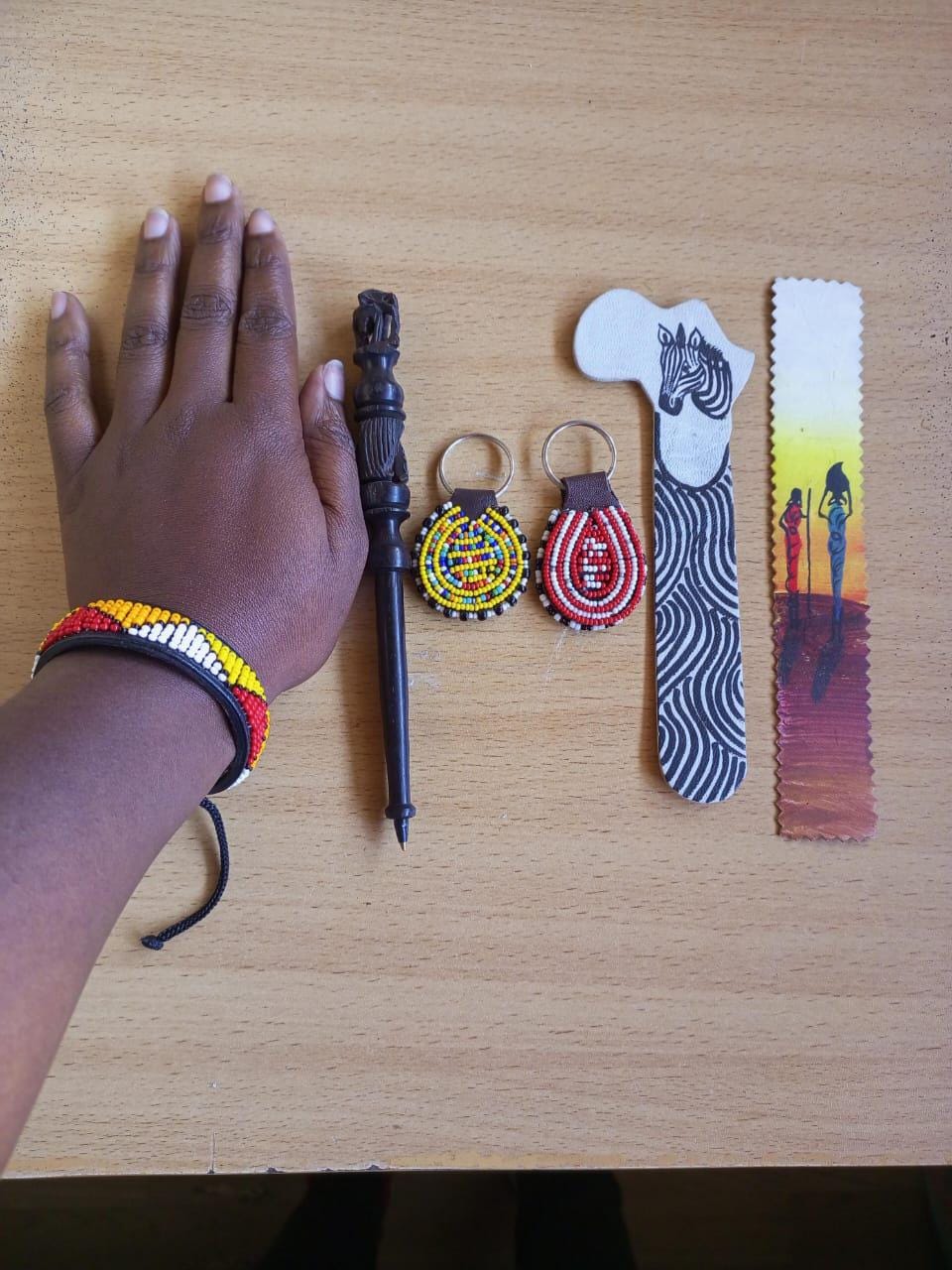 Handcrafted Gift Set: Bookmark, Ebony Pen, Beaded Keyholder  Adjustable Bracelet - Unique Thoughtful Gift for All Occasions