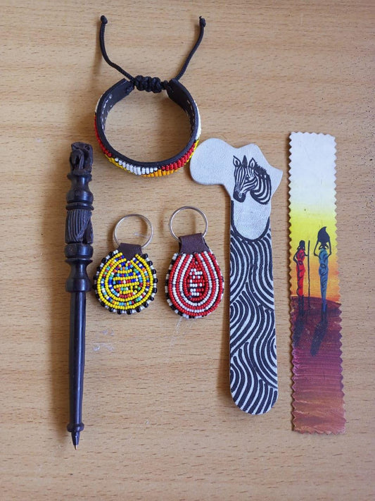 Handcrafted Gift Set: Bookmark, Ebony Pen, Beaded Keyholder  Adjustable Bracelet - Unique Thoughtful Gift for All Occasions