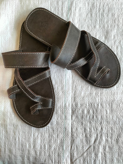 Handmade African Men's Sandals/Genuine Leather Beaded Flip-Flops/Comfortable Summer Sandals for Men/African Shoes/Unique Gift for Him