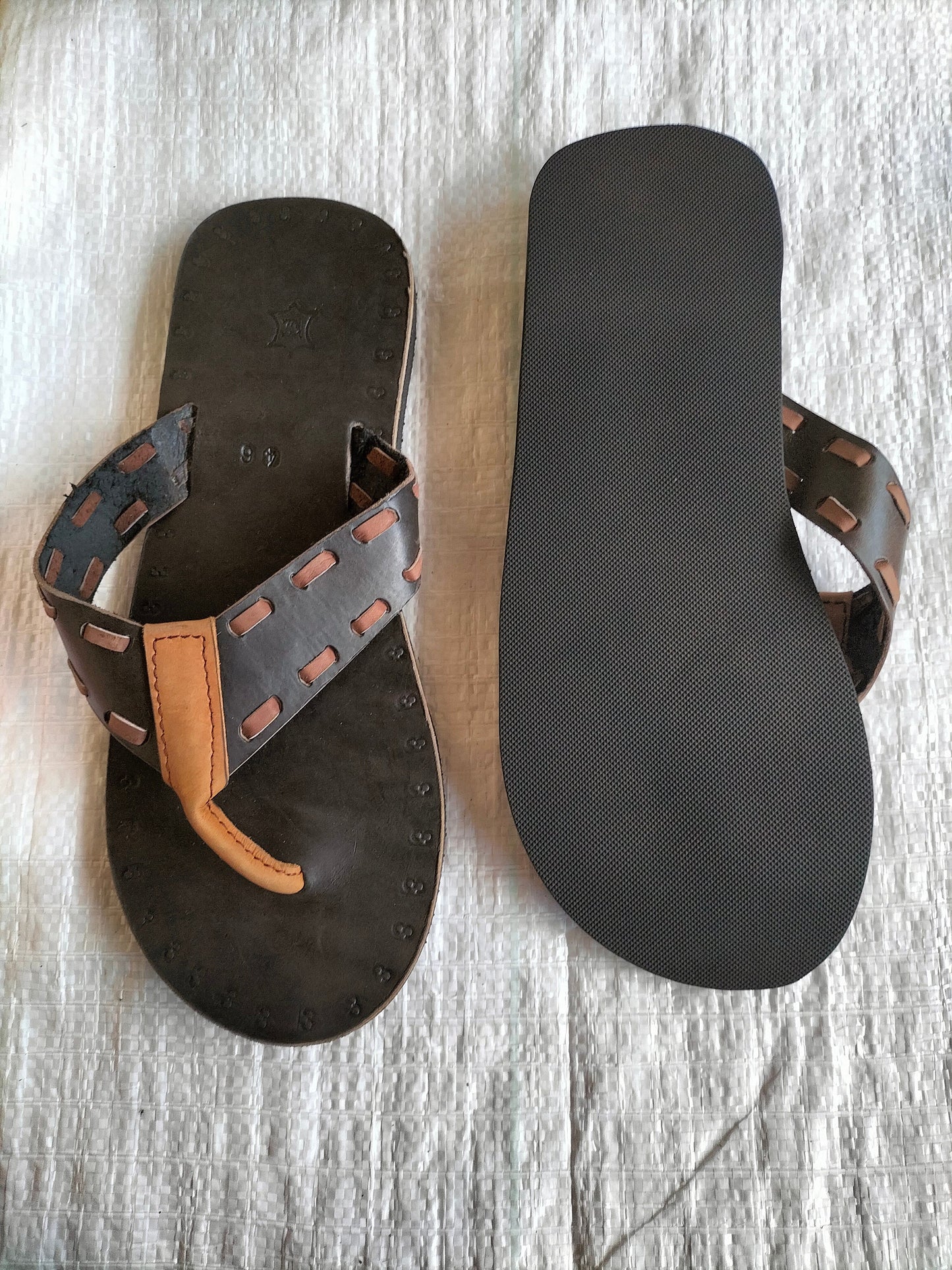 Handmade African Men's Sandals/Genuine Leather Beaded Flip-Flops/Comfortable Summer Sandals for Men/African Shoes/Unique Gift for Him