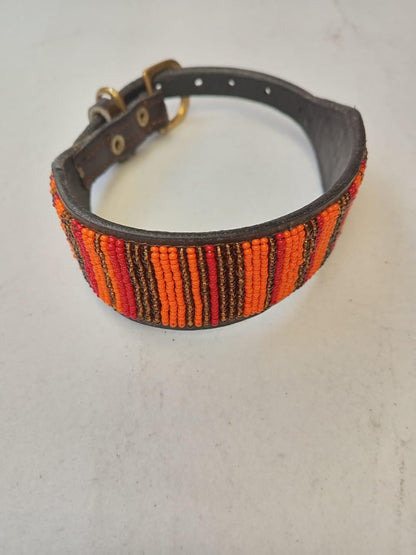 African Beaded Collar, Handmade Dog Collar , Maasai collar, Leather collar, Pet Gift, Christmas gift, Pet collar, Dog leash, Pet lead