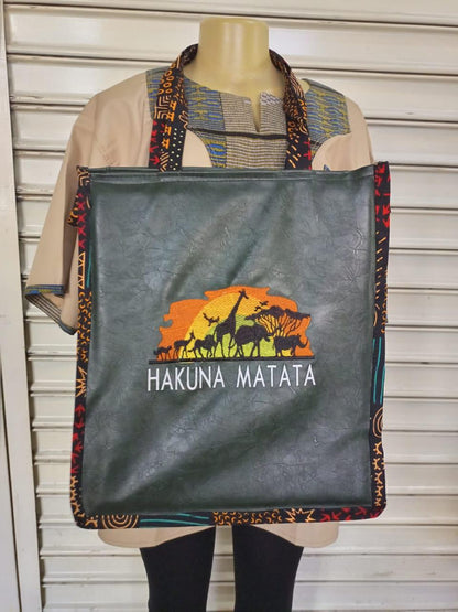 African Leather Tote bag, handcrafted laptop bag,Black woman modern African tote bag, Stylish tote bag, Brown girl bag, travel bag.