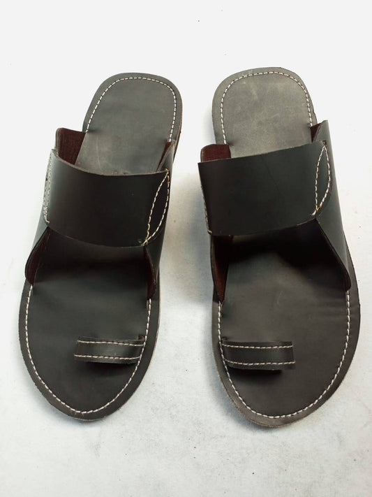 Handmade African Men's Sandals/Genuine Leather Beaded Flip-Flops/Comfortable Summer Sandals for Men/African Shoes/Unique Gift for Him