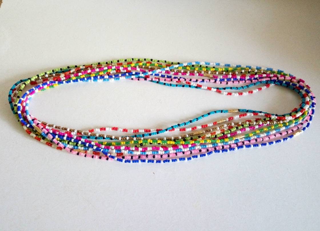 Handmade Waist Beads for Women/African Beaded Body Jewelry/Boho Style, Weight Loss, Belly Chain, Custom Size