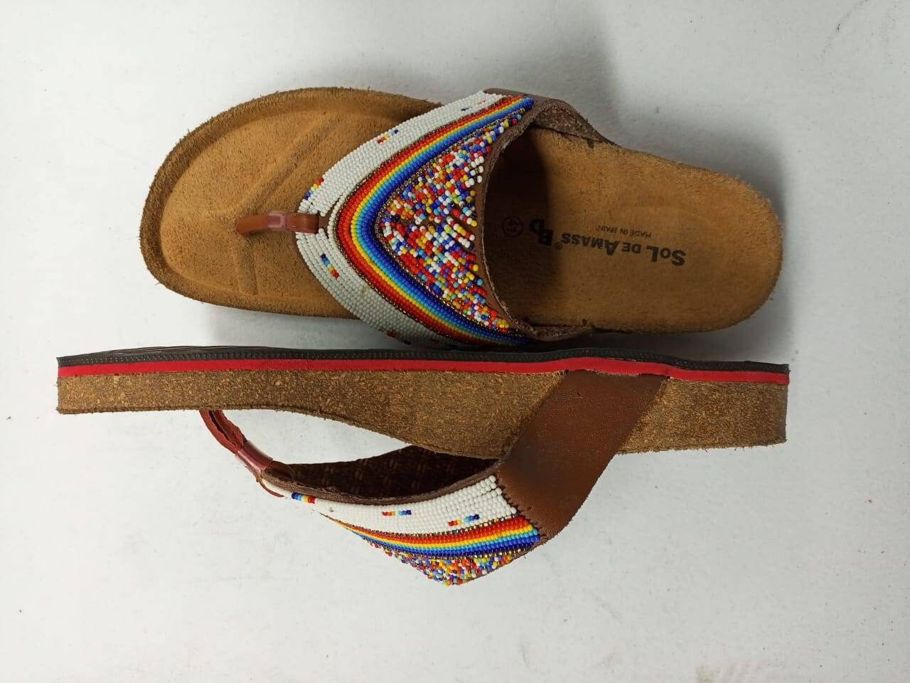 Handmade African Beaded Sandals/Authentic Maasai-Style Leather Flip-Flops Women/Boho Beach Sandals/Comfortable Summer Sandal African Gifts