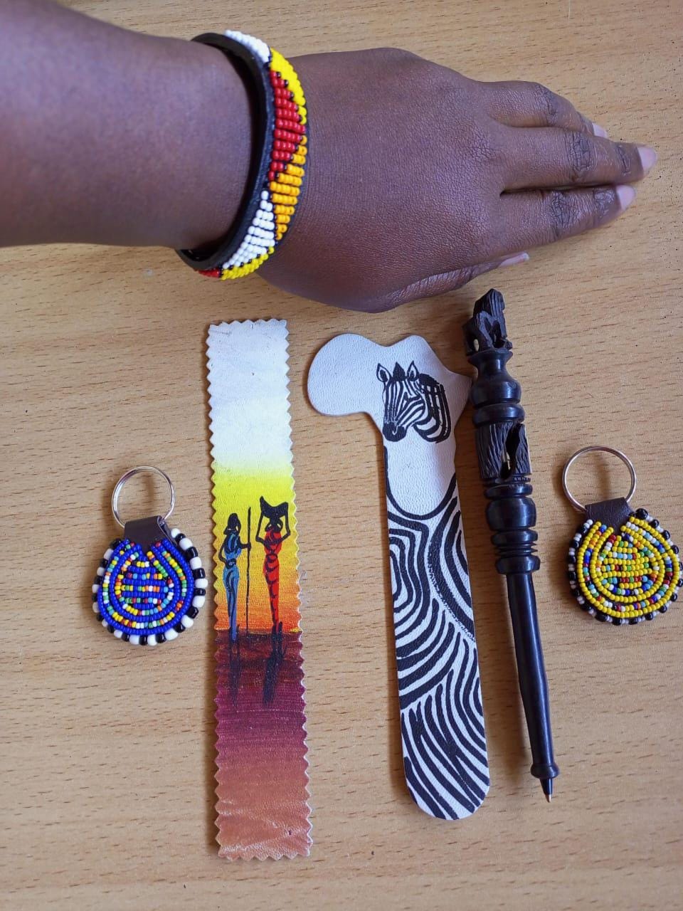 Handcrafted Gift Set: Bookmark, Ebony Pen, Beaded Keyholder  Adjustable Bracelet - Unique Thoughtful Gift for All Occasions