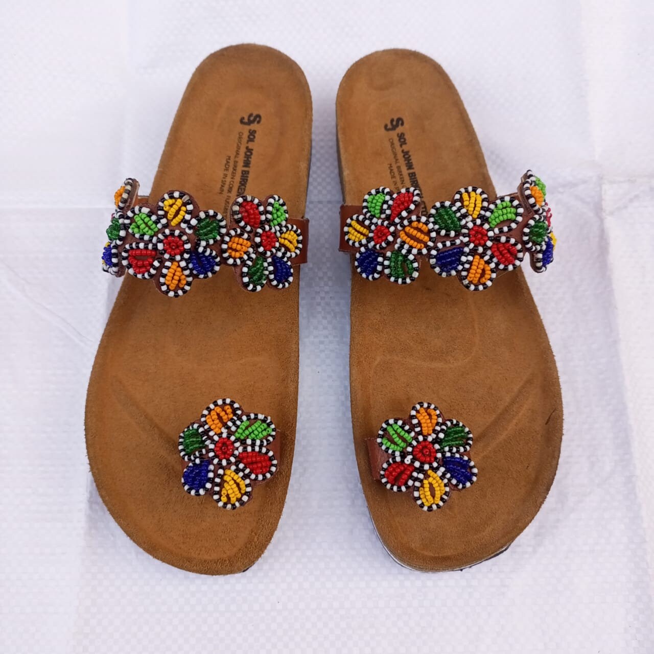 Handmade African Beaded Sandals/Authentic Maasai-Style Leather Flip-Flops Women/Boho Beach Sandals/Comfortable Summer Sandal African Gifts