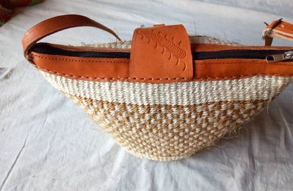 Handmade Woven Sisal Sling Bag - Boho Eco-Friendly Crossbody Bag | Sustainable Natural Fiber Purse | African Artisan Handcrafted Bag