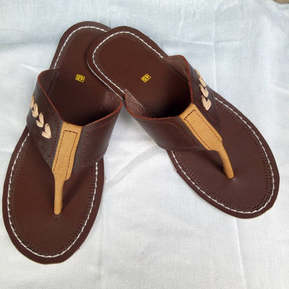 Handmade African Men's Sandals/Genuine Leather Beaded Flip-Flops/Comfortable Summer Sandals for Men/African Shoes/Unique Gift for Him