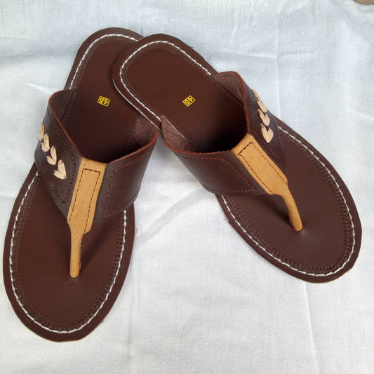 Handmade African Men's Sandals/Genuine Leather Beaded Flip-Flops/Comfortable Summer Sandals for Men/African Shoes/Unique Gift for Him