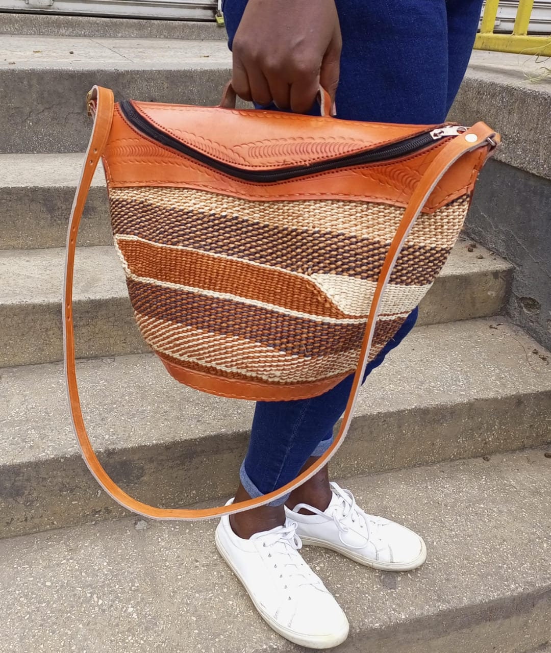 Handmade Woven Sisal Sling Bag - Boho Eco-Friendly Crossbody Bag | Sustainable Natural Fiber Purse | African Artisan Handcrafted Bag
