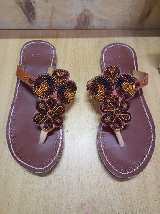 CUSTOMIZED African beaded sandals, summer sandals, Christmas gift for her,mom gift,beach sandals, leather sandals,