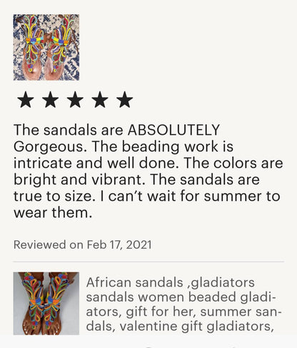 Handmade African Beaded Sandals/Authentic Maasai-Style Leather Flip-Flops Women/Boho Beach Sandals/Comfortable Summer Sandal African Gifts