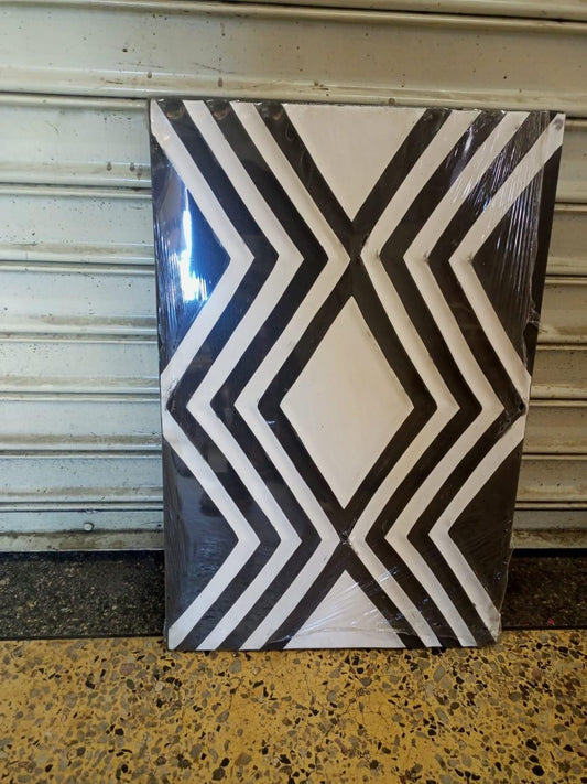 Handcrafted Rwandan Imigongo Painting | Unique African Wall Art on Wood | Cultural Home Decor
