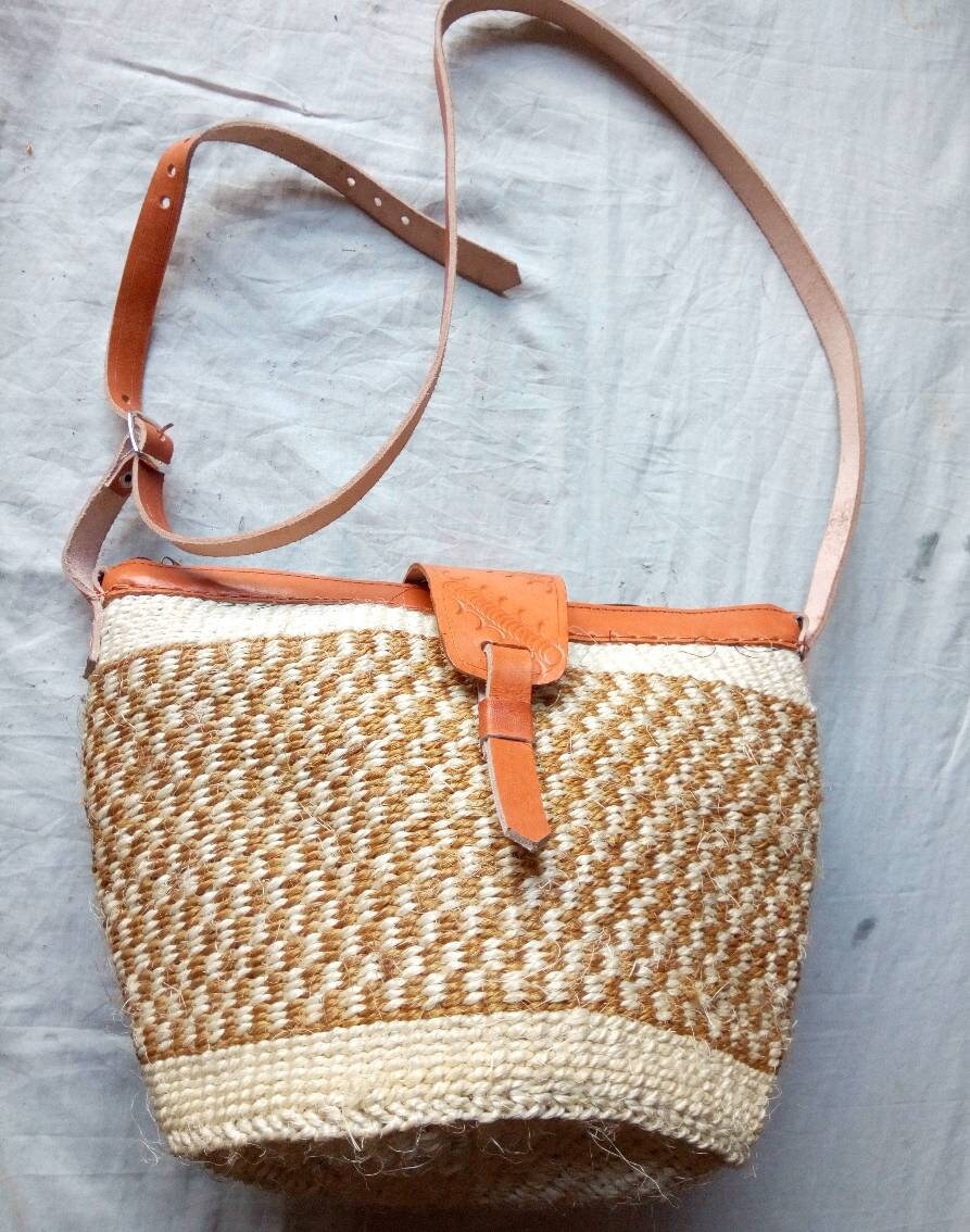 Handmade Woven Sisal Sling Bag - Boho Eco-Friendly Crossbody Bag | Sustainable Natural Fiber Purse | African Artisan Handcrafted Bag