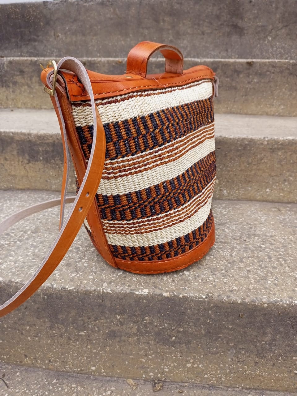 Handmade Woven Sisal Sling Bag - Boho Eco-Friendly Crossbody Bag | Sustainable Natural Fiber Purse | African Artisan Handcrafted Bag