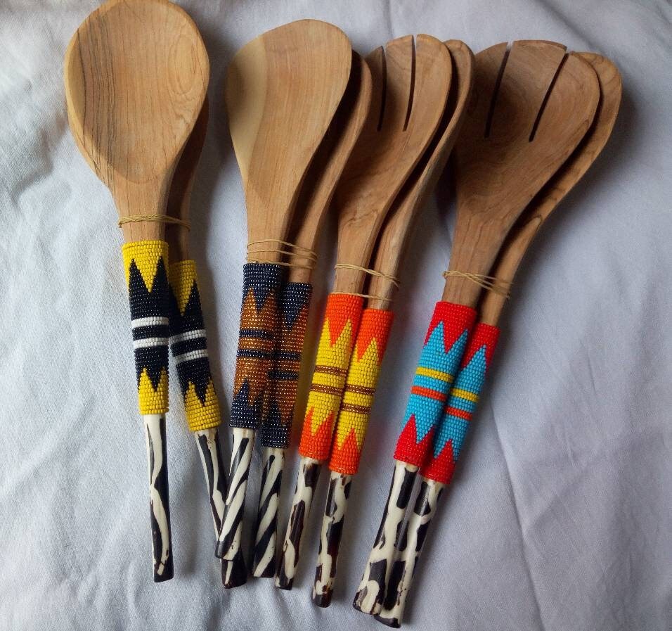 ON SALE: Wooden Server,wooden utensils, wooden spoon,wood spoon and fork ,gift idea,salad server,olive wood server.