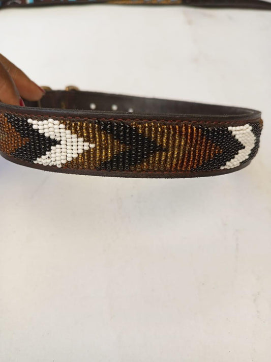 African Beaded Collar, Handmade Dog Collar , Maasai collar, Leather collar, Pet Gift, Christmas gift, Pet collar, Dog leash, Pet lead