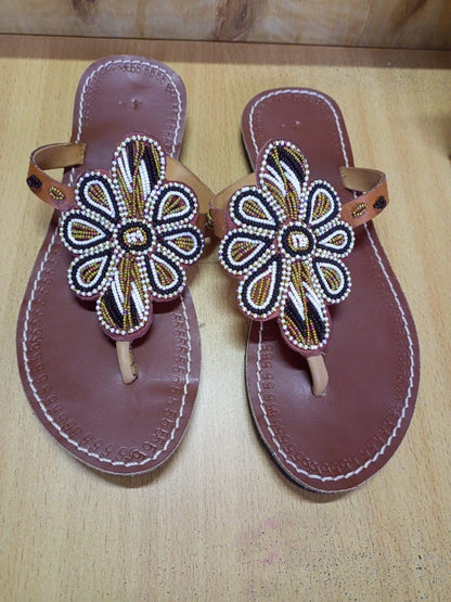 CUSTOMIZED African beaded sandals, summer sandals, Christmas gift for her,mom gift,beach sandals, leather sandals,