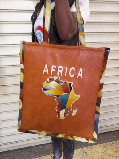 African Leather Tote bag, handcrafted laptop bag,Black woman modern African tote bag, Stylish tote bag, Brown girl bag, travel bag.