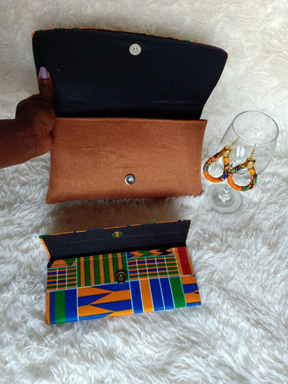 African purses with a matching wallet and earrings,African print bag,African purses, women purses christmass gift for her, birthday gift.