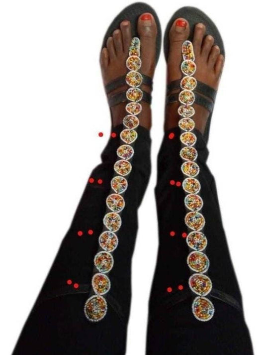 Handmade African Beaded Sandals/Authentic Maasai-Style Leather Flip-Flops Women/Boho Beach Sandals/Comfortable Summer Sandal African Gifts