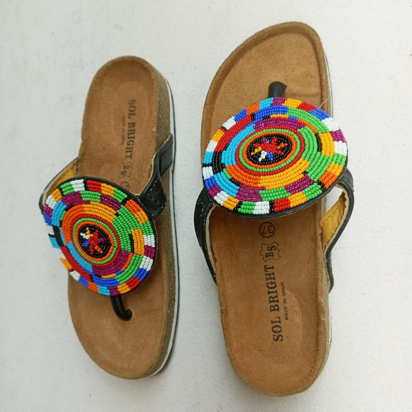 Handmade African Beaded Sandals/Authentic Maasai-Style Leather Flip-Flops Women/Boho Beach Sandals/Comfortable Summer Sandal African Gifts