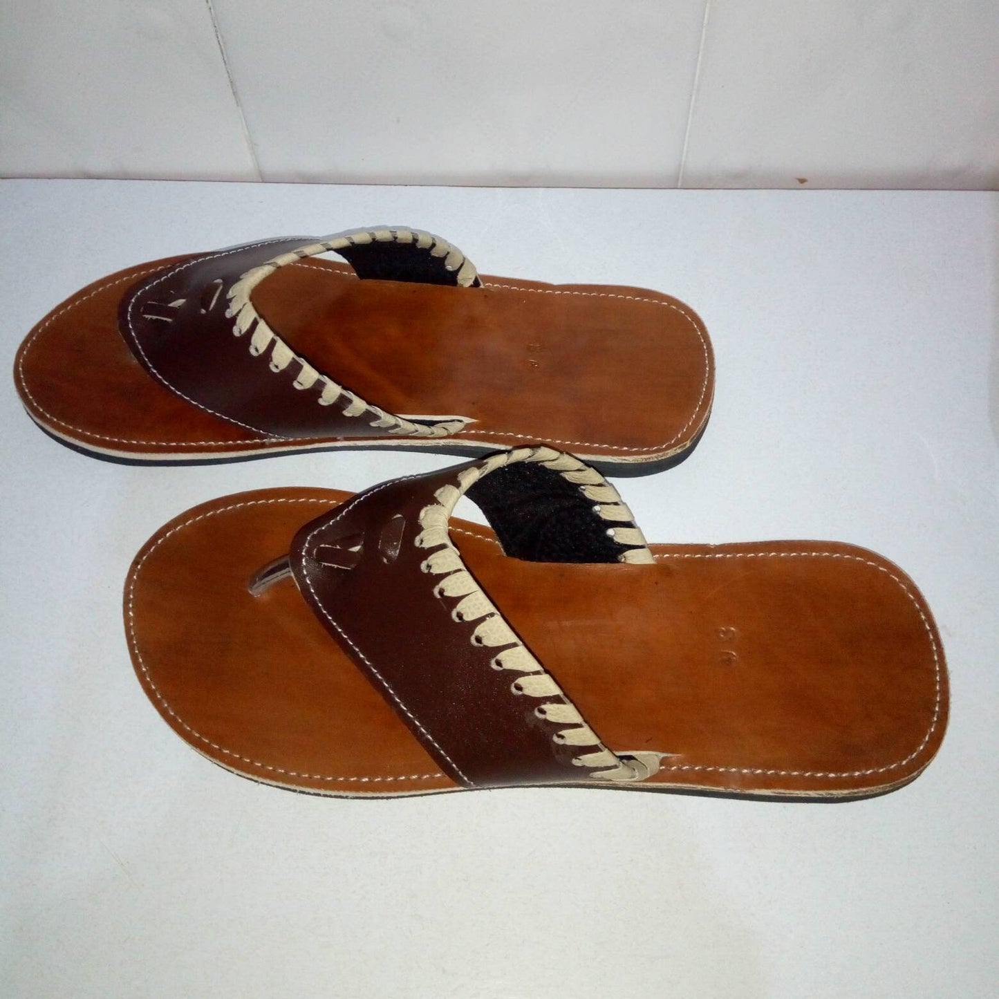 Handmade African Men's Sandals/Genuine Leather Beaded Flip-Flops/Comfortable Summer Sandals for Men/African Shoes/Unique Gift for Him