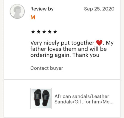 Handmade African Men's Sandals/Genuine Leather Beaded Flip-Flops/Comfortable Summer Sandals for Men/African Shoes/Unique Gift for Him