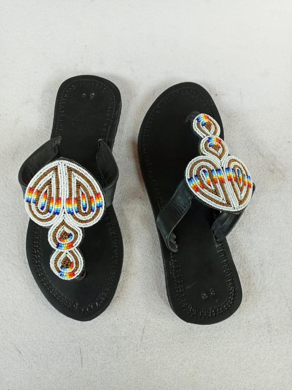 Handmade African Beaded Sandals/Authentic Maasai-Style Leather Flip-Flops Women/Boho Beach Sandals/Comfortable Summer Sandal African Gifts
