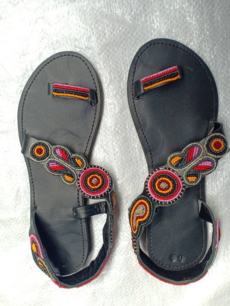 Handmade African Beaded Sandals/Authentic Maasai-Style Leather Flip-Flops Women/Boho Beach Sandals/Comfortable Summer Sandal African Gifts