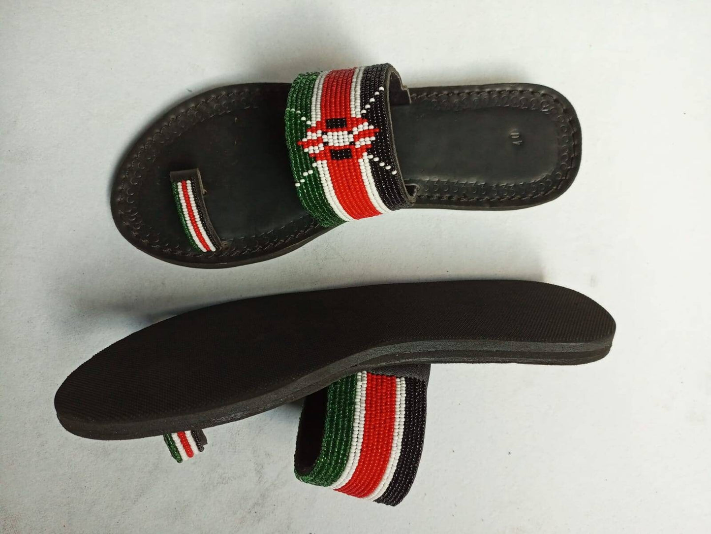 Handmade African Beaded Sandals/Authentic Maasai-Style Leather Flip-Flops Women/Boho Beach Sandals/Comfortable Summer Sandal African Gifts