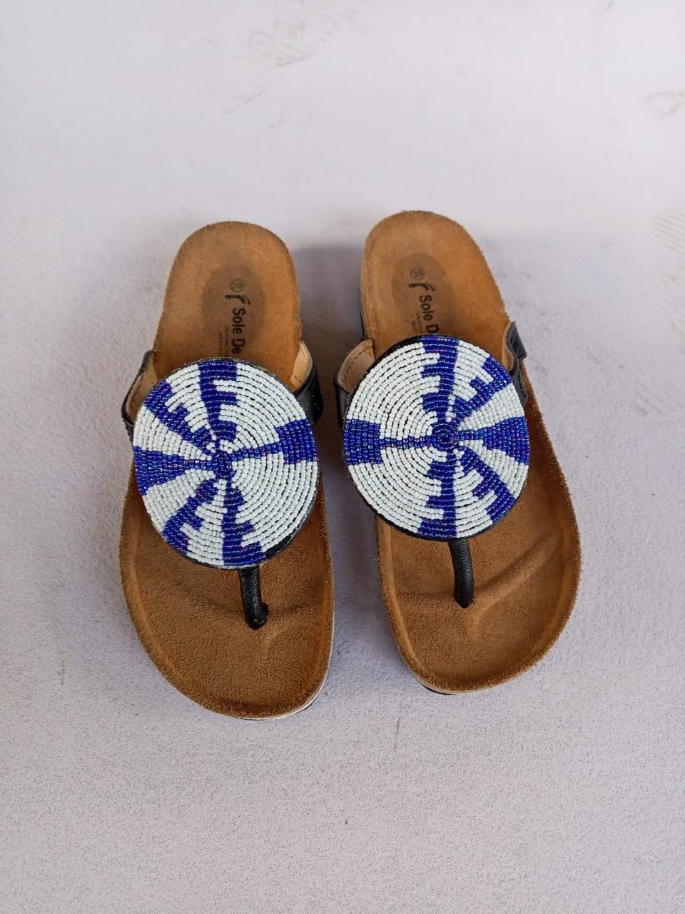 Handmade African Beaded Sandals/Authentic Maasai-Style Leather Flip-Flops Women/Boho Beach Sandals/Comfortable Summer Sandal African Gifts