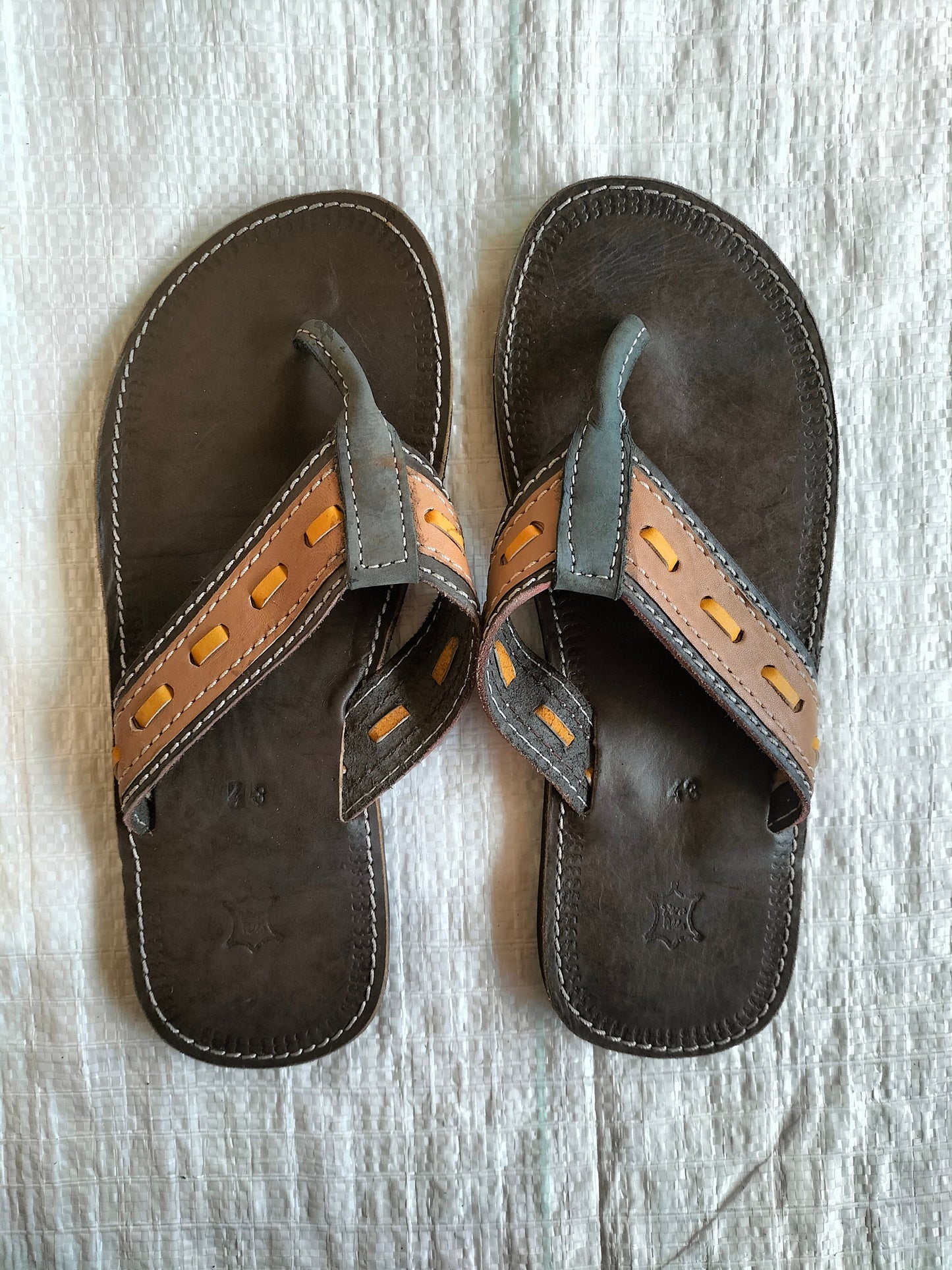 Handmade African Men's Sandals/Genuine Leather Beaded Flip-Flops/Comfortable Summer Sandals for Men/African Shoes/Unique Gift for Him