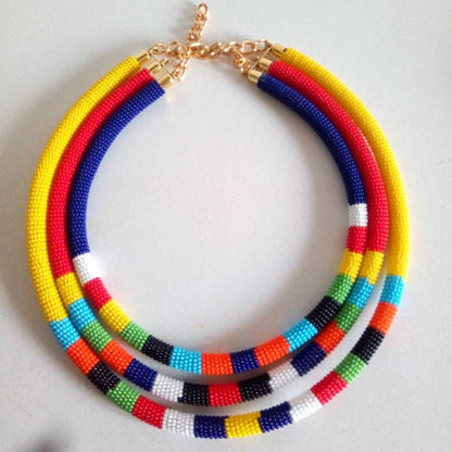 Boho Statement Jewelry/Colorful Seed Bead Necklace/Layered Necklace for Women/Gift for Her/Handmade Beaded Necklace/gift for women