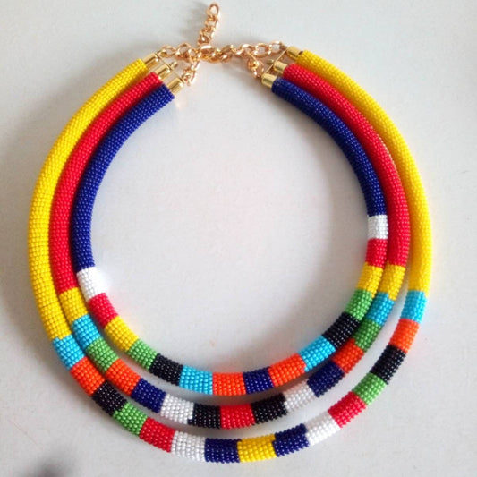 Boho Statement Jewelry/Colorful Seed Bead Necklace/Layered Necklace for Women/Gift for Her/Handmade Beaded Necklace/gift for women