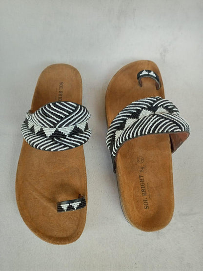 Handmade African Beaded Sandals/Authentic Maasai-Style Leather Flip-Flops Women/Boho Beach Sandals/Comfortable Summer Sandal African Gifts