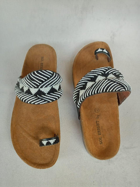 Handmade African Beaded Sandals/Authentic Maasai-Style Leather Flip-Flops Women/Boho Beach Sandals/Comfortable Summer Sandal African Gifts