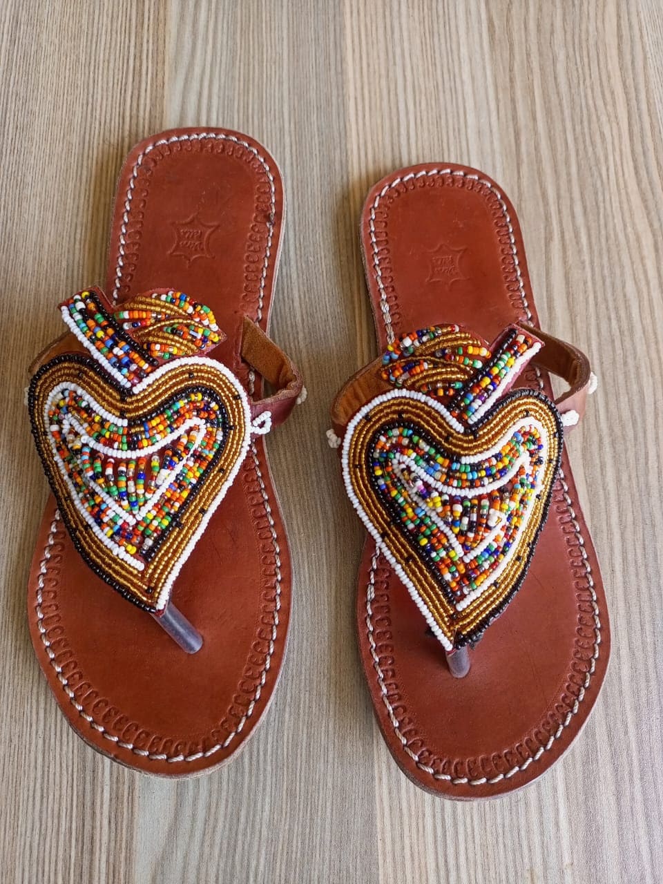 Handmade African Beaded Sandals/Authentic Maasai-Style Leather Flip-Flops Women/Boho Beach Sandals/Comfortable Summer Sandal African Gifts