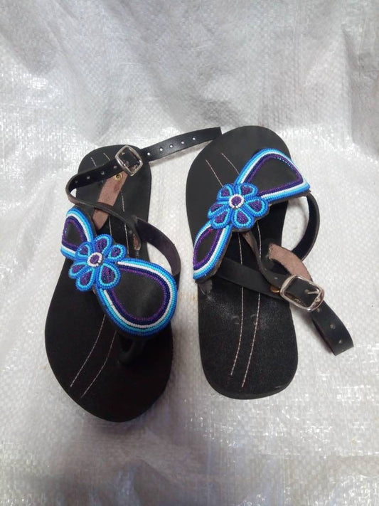 Handmade African Beaded Sandals/Authentic Maasai-Style Leather Flip-Flops Women/Boho Beach Sandals/Comfortable Summer Sandal African Gifts