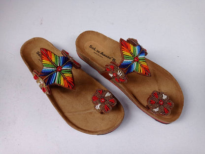 Handmade African Beaded Sandals/Authentic Maasai-Style Leather Flip-Flops Women/Boho Beach Sandals/Comfortable Summer Sandal African Gifts