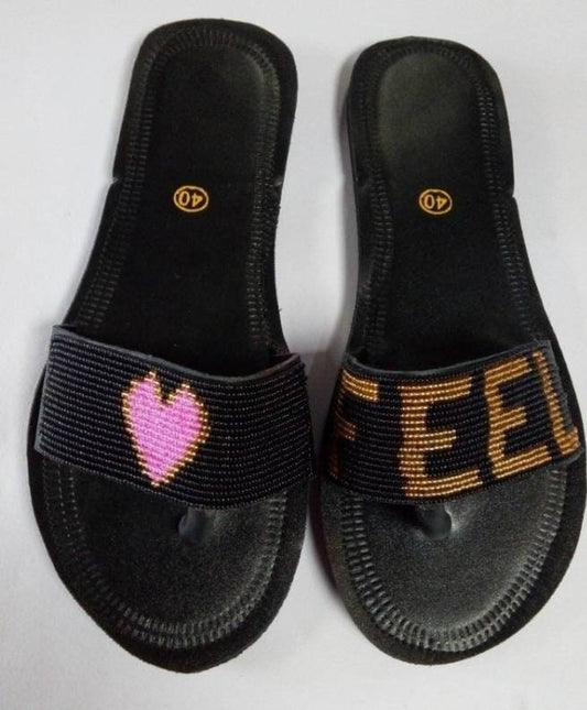Handmade African Beaded Sandals/Authentic Maasai-Style Leather Flip-Flops Women/Boho Beach Sandals/Comfortable Summer Sandal African Gifts