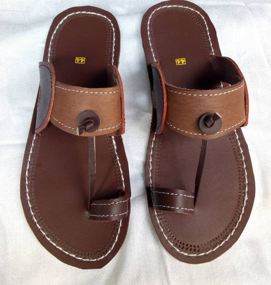Handmade African Men's Sandals/Genuine Leather Beaded Flip-Flops/Comfortable Summer Sandals for Men/African Shoes/Unique Gift for Him