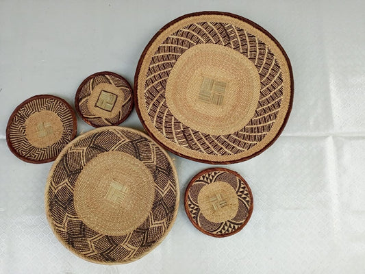 Handwoven Tonga Basket | African Wall Decor | Boho Home Decor | Fair Trade Wall Hanging /Rustic Farmhouse Decor | Handmade Wall Art  8-20