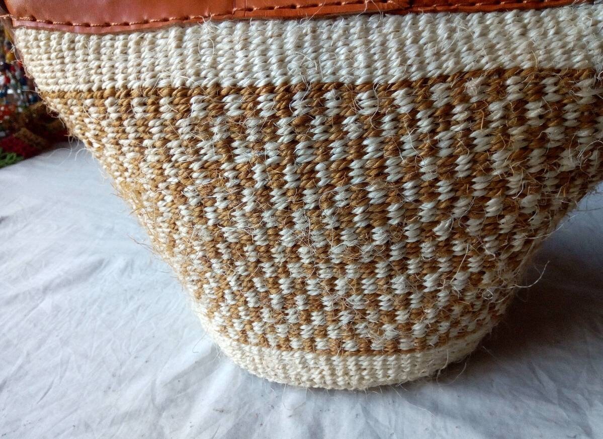 Handmade Woven Sisal Sling Bag - Boho Eco-Friendly Crossbody Bag | Sustainable Natural Fiber Purse | African Artisan Handcrafted Bag