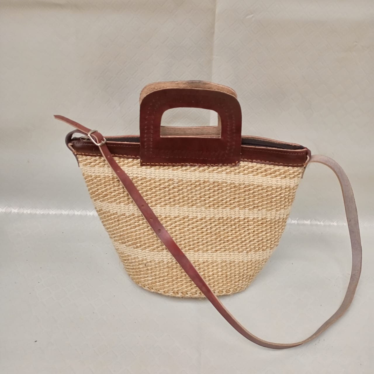 Handmade Woven Sisal Sling Bag - Boho Eco-Friendly Crossbody Bag | Sustainable Natural Fiber Purse | African Artisan Handcrafted Bag