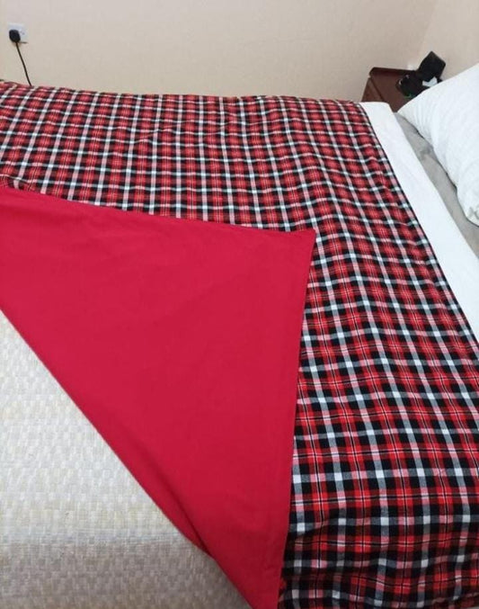 Authentic Maasai Shuka Blanket with Fleece Lining - Traditional African Wrap for Outdoor, Travel, Camping, and Home Decor"