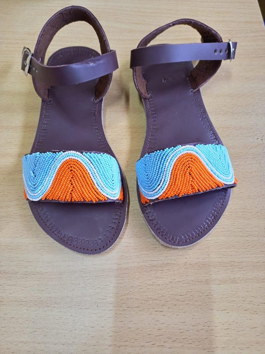 Handmade African Beaded Sandals/Authentic Maasai-Style Leather Flip-Flops Women/Boho Beach Sandals/Comfortable Summer Sandal African Gifts